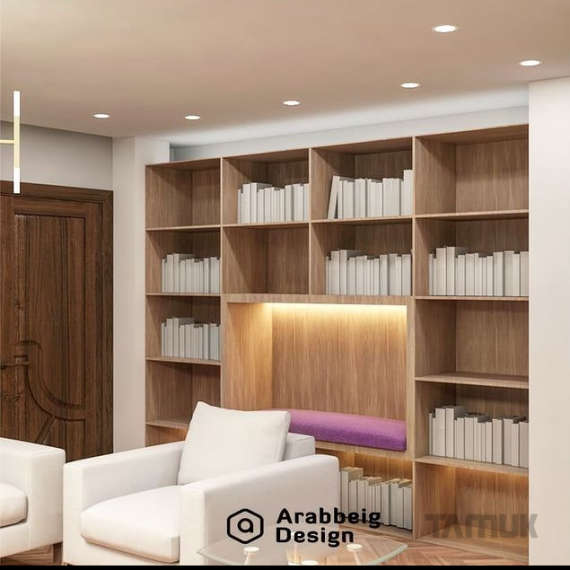 طراحی کتاب خانه در نشیمن سبک مدرن